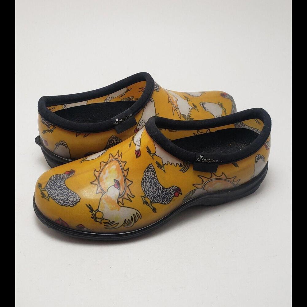 Womens Sloggers Waterproof Rain And‎ Garden Rubber Shoes Chickens Size 7
